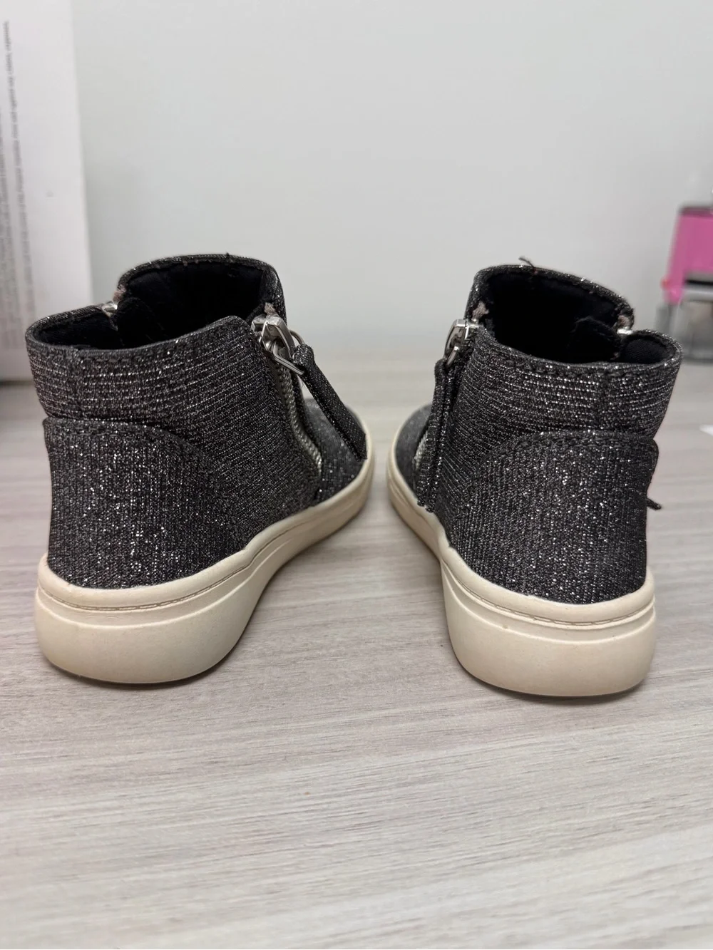 Harper Canyon Girls' Sparkle High-Top Boots - Black Glitter